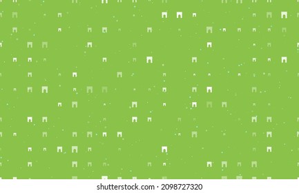 Seamless background pattern of evenly spaced white arch symbols of different sizes and opacity. Vector illustration on light green background with stars