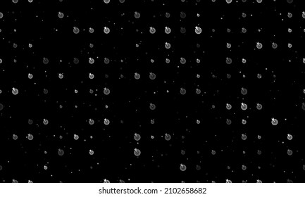 Seamless background pattern of evenly spaced white goal symbols of different sizes and opacity. Vector illustration on black background with stars
