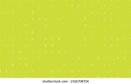 Seamless background pattern of evenly spaced white handball symbols of different sizes and opacity. Vector illustration on lime background with stars