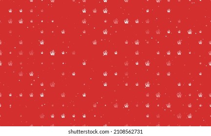 Seamless background pattern of evenly spaced white seaweed symbols of different sizes and opacity. Vector illustration on red background with stars