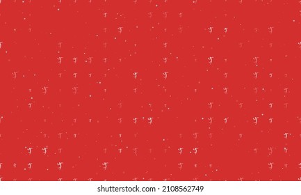 Seamless background pattern of evenly spaced white handball symbols of different sizes and opacity. Vector illustration on red background with stars