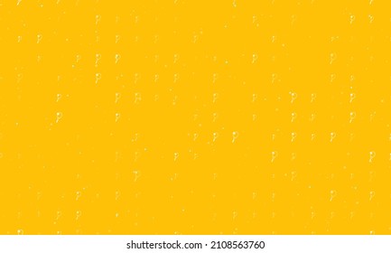 Seamless background pattern of evenly spaced white tennis symbols of different sizes and opacity. Vector illustration on amber background with stars