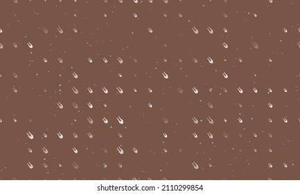 Seamless background pattern of evenly spaced white solo bobsleigh symbols of different sizes and opacity. Vector illustration on brown background with stars