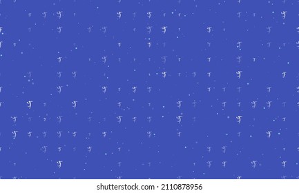 Seamless background pattern of evenly spaced white handball symbols of different sizes and opacity. Vector illustration on indigo background with stars