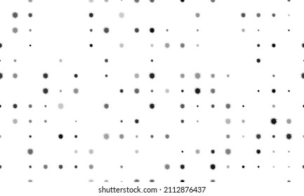 Seamless background pattern of evenly spaced black sea urchin symbols of different sizes and opacity. Vector illustration on white background