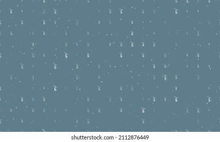 Seamless background pattern of evenly spaced white freestyle skiing symbols of different sizes and opacity. Vector illustration on blue gray background with stars