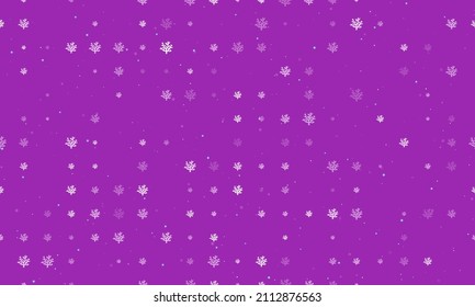 Seamless background pattern of evenly spaced white coral symbols of different sizes and opacity. Vector illustration on purple background with stars