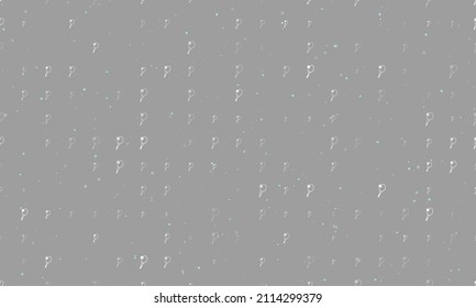 Seamless background pattern of evenly spaced white tennis symbols of different sizes and opacity. Vector illustration on gray background with stars