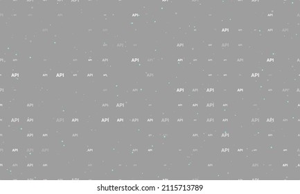 Seamless background pattern of evenly spaced white api symbols of different sizes and opacity. Vector illustration on gray background with stars