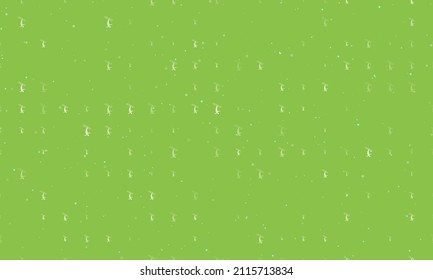 Seamless background pattern of evenly spaced white freestyle skiing symbols of different sizes and opacity. Vector illustration on light green background with stars