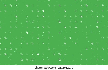 Seamless background pattern of evenly spaced white solo bobsleigh symbols of different sizes and opacity. Vector illustration on green background with stars