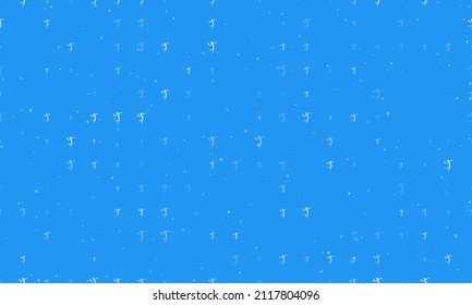 Seamless background pattern of evenly spaced white handball symbols of different sizes and opacity. Vector illustration on blue background with stars