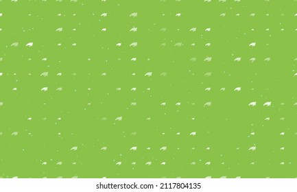 Seamless background pattern of evenly spaced white sea turtle symbols of different sizes and opacity. Vector illustration on light green background with stars