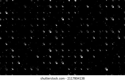 Seamless background pattern of evenly spaced white solo bobsleigh symbols of different sizes and opacity. Vector illustration on black background with stars