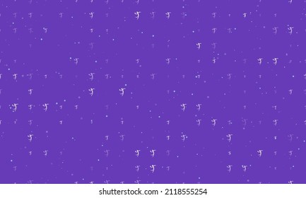 Seamless background pattern of evenly spaced white handball symbols of different sizes and opacity. Vector illustration on deep purple background with stars