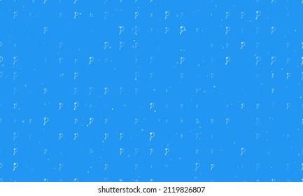 Seamless background pattern of evenly spaced white tennis symbols of different sizes and opacity. Vector illustration on blue background with stars