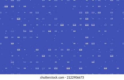 Seamless background pattern of evenly spaced white water game symbols of different sizes and opacity. Vector illustration on indigo background with stars