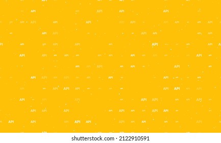 Seamless background pattern of evenly spaced white api symbols of different sizes and opacity. Vector illustration on amber background with stars