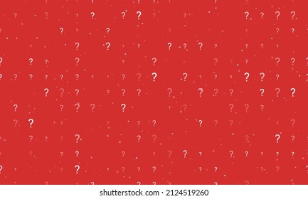 Seamless background pattern of evenly spaced white question symbols of different sizes and opacity. Vector illustration on red background with stars