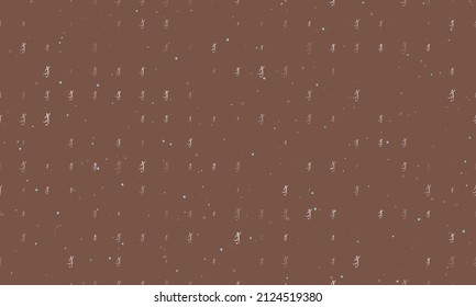 Seamless background pattern of evenly spaced white football soccer symbols of different sizes and opacity. Vector illustration on brown background with stars
