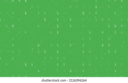 Seamless background pattern of evenly spaced white freestyle skiing symbols of different sizes and opacity. Vector illustration on green background with stars