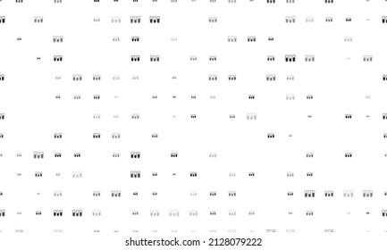 Seamless background pattern of evenly spaced black water game symbols of different sizes and opacity. Vector illustration on white background