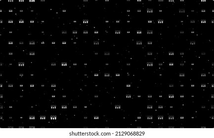 Seamless background pattern of evenly spaced white water game symbols of different sizes and opacity. Vector illustration on black background with stars