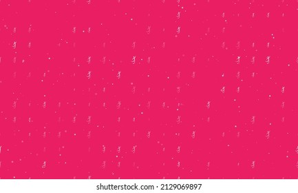 Seamless background pattern of evenly spaced white football soccer symbols of different sizes and opacity. Vector illustration on pink background with stars