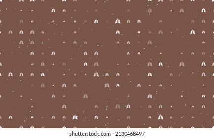 Seamless background pattern of evenly spaced white lungs symbols of different sizes and opacity. Vector illustration on brown background with stars