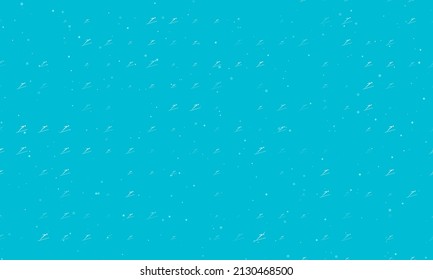 Seamless background pattern of evenly spaced white Ski jumping symbols of different sizes and opacity. Vector illustration on cyan background with stars