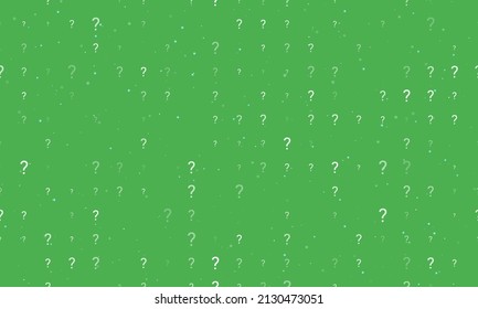 Seamless background pattern of evenly spaced white question symbols of different sizes and opacity. Vector illustration on green background with stars