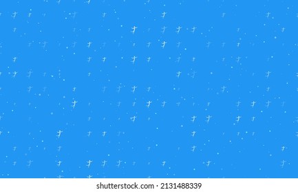 Seamless background pattern of evenly spaced white figure skating symbols of different sizes and opacity. Vector illustration on blue background with stars