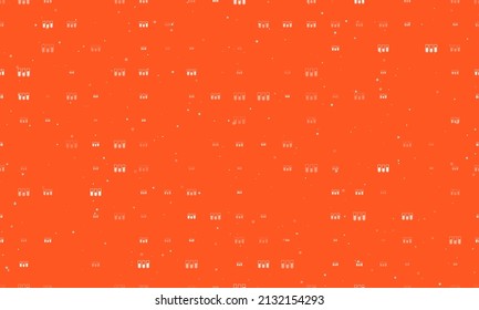 Seamless background pattern of evenly spaced white water game symbols of different sizes and opacity. Vector illustration on deep orange background with stars