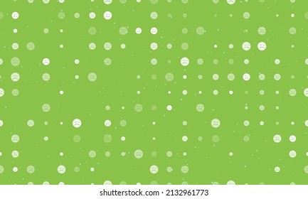 Seamless background pattern of evenly spaced white depression symbols of different sizes and opacity. Vector illustration on light green background with stars