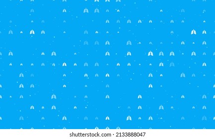 Seamless background pattern of evenly spaced white lungs symbols of different sizes and opacity. Vector illustration on light blue background with stars