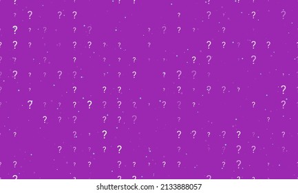 Seamless background pattern of evenly spaced white question symbols of different sizes and opacity. Vector illustration on purple background with stars