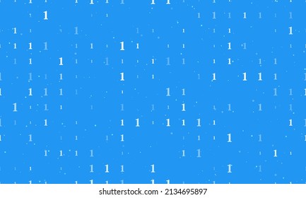 Seamless background pattern of evenly spaced white number one symbols of different sizes and opacity. Vector illustration on blue background with stars