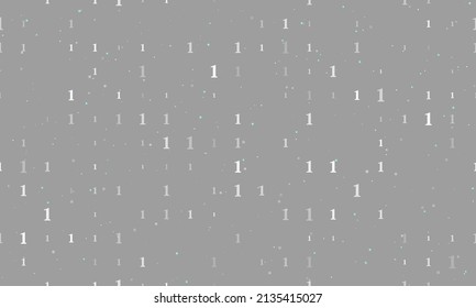 Seamless background pattern of evenly spaced white number one symbols of different sizes and opacity. Vector illustration on gray background with stars