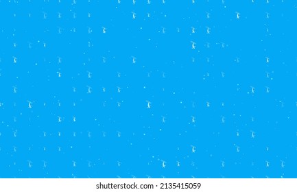 Seamless background pattern of evenly spaced white freestyle skiing symbols of different sizes and opacity. Vector illustration on light blue background with stars