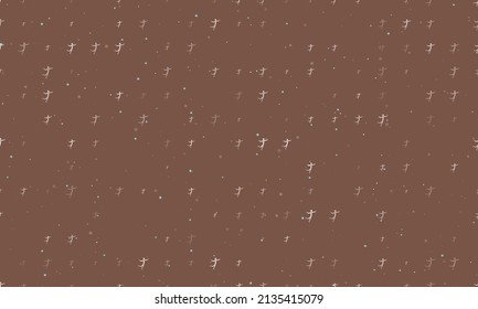 Seamless background pattern of evenly spaced white figure skating symbols of different sizes and opacity. Vector illustration on brown background with stars