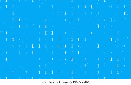 Seamless background pattern of evenly spaced white number one symbols of different sizes and opacity. Vector illustration on light blue background with stars