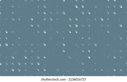 Seamless background pattern of evenly spaced white solo bobsleigh symbols of different sizes and opacity. Vector illustration on blue gray background with stars