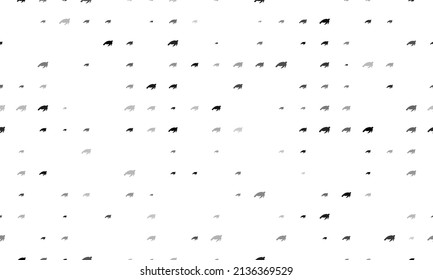 Seamless background pattern of evenly spaced black sea turtle symbols of different sizes and opacity. Vector illustration on white background