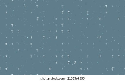 Seamless background pattern of evenly spaced white handball symbols of different sizes and opacity. Vector illustration on blue gray background with stars