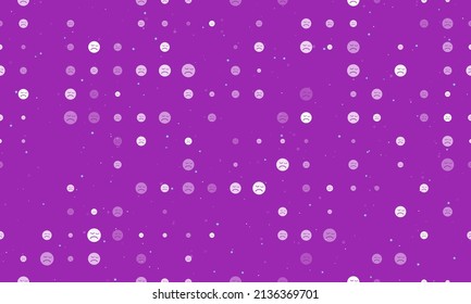 Seamless background pattern of evenly spaced white depression symbols of different sizes and opacity. Vector illustration on purple background with stars