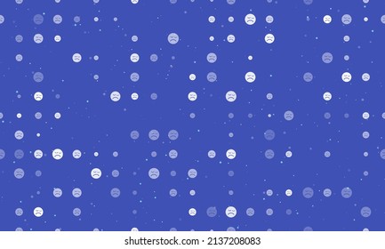 Seamless background pattern of evenly spaced white depression symbols of different sizes and opacity. Vector illustration on indigo background with stars