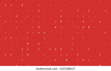 Patrón de fondo sin foco de símbolos flamencos blancos de diferente tamaño y opacidad. Ilustración vectorial sobre fondo rojo con estrellas