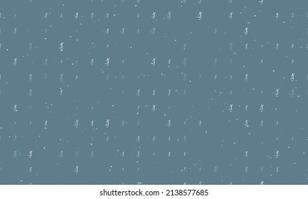 Seamless background pattern of evenly spaced white football soccer symbols of different sizes and opacity. Vector illustration on blue gray background with stars