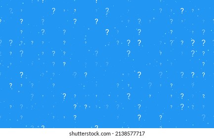 Seamless background pattern of evenly spaced white question symbols of different sizes and opacity. Vector illustration on blue background with stars