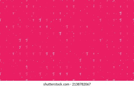 Seamless background pattern of evenly spaced white handball symbols of different sizes and opacity. Vector illustration on pink background with stars